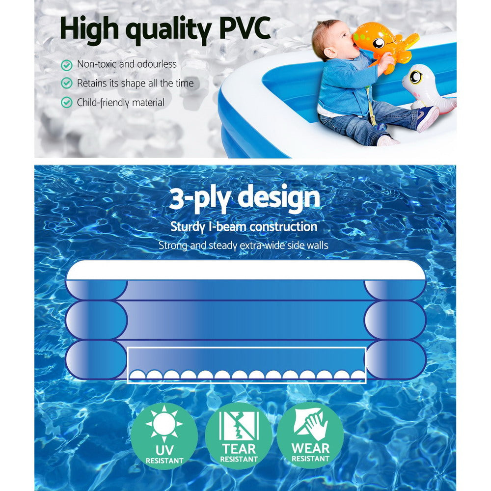 Factory Buys Kids Pool 305x183x56cm Inflatable Above Ground Swimming Pools 1161L