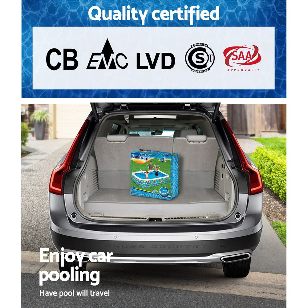 Bestway Kids Pool 305x183x56cm Inflatable Floral Above Ground Swimming Pools 1161L