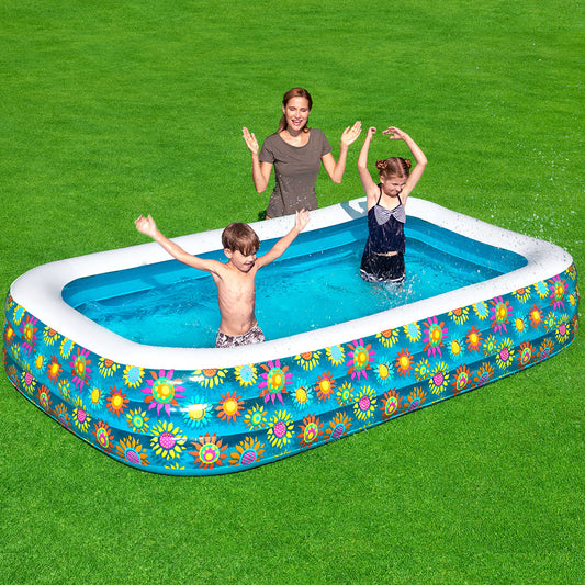Bestway Kids Pool 305x183x56cm Inflatable Floral Above Ground Swimming Pools 1161L