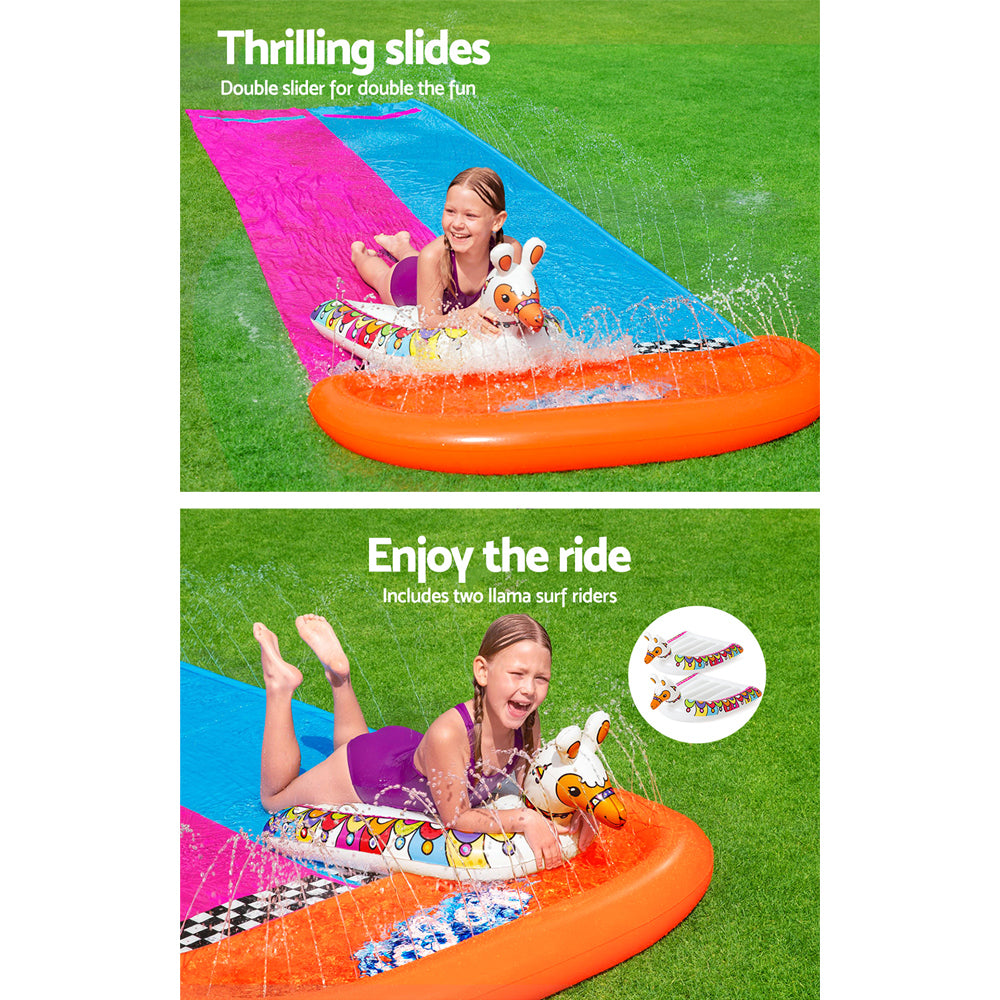 Factory Buys Water Slide Slip Kids 488cm Dual Slides Splash Pad