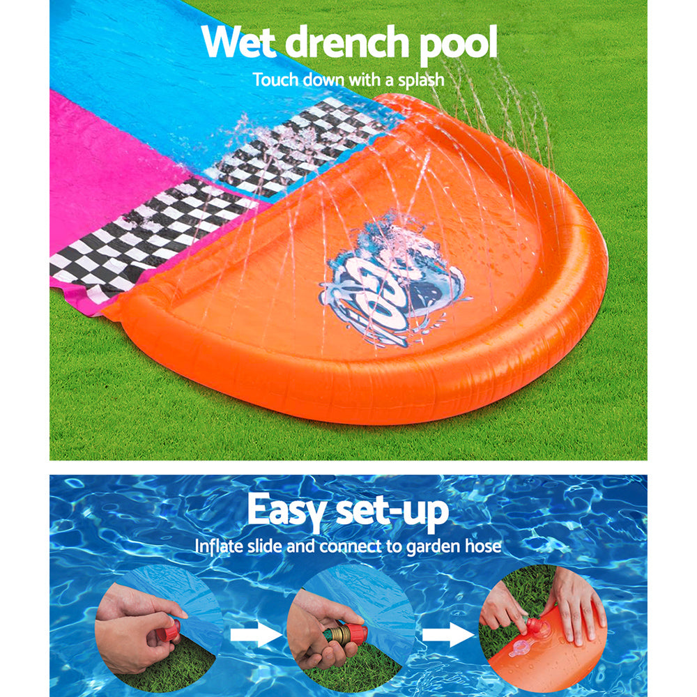 Factory Buys Water Slide Slip Kids 488cm Dual Slides Splash Pad