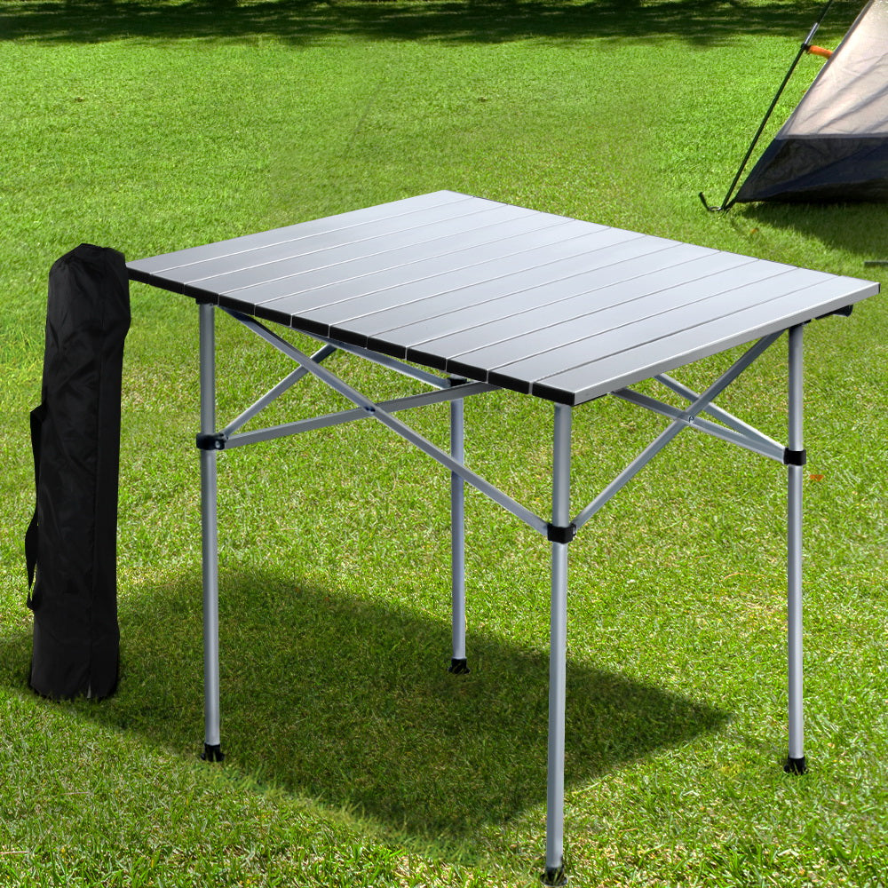 Folding Camping Table 70cm Roll Up Outdoor Picnic BBQ Aluminium Desk