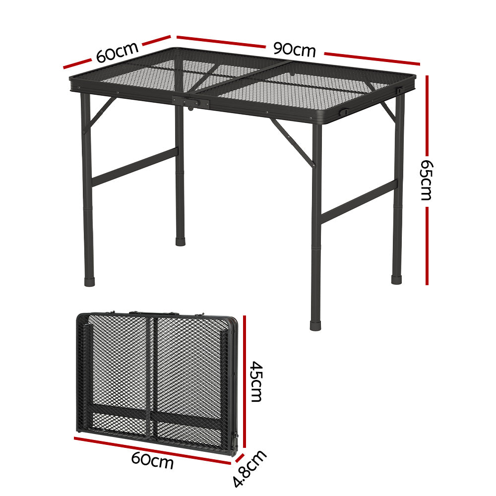 Folding Camping Table 90cm Portable Outdoor Picnic BBQ Aluminium Desk