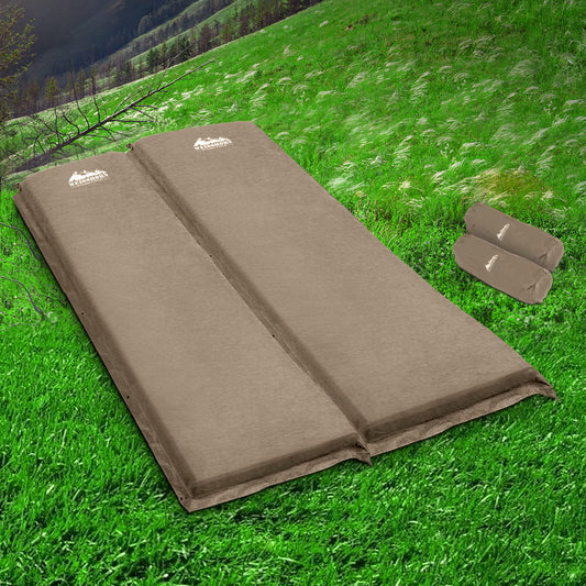 Self-Inflating Mattress Camping Sleeping Mat Air Bed Double Set Coffee