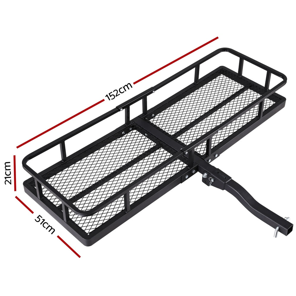 Universal Car Roof Rack Foldable Hitch Basket Cargo Carrier 152cm Black