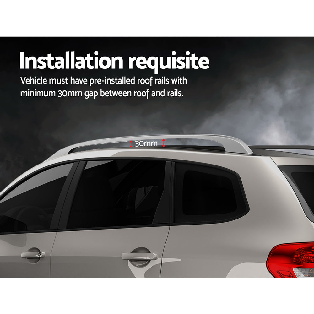 Universal Car Roof Rack 1080mm Cross Bars Aluminium Black Adjustable Car 90kgs load Carrier