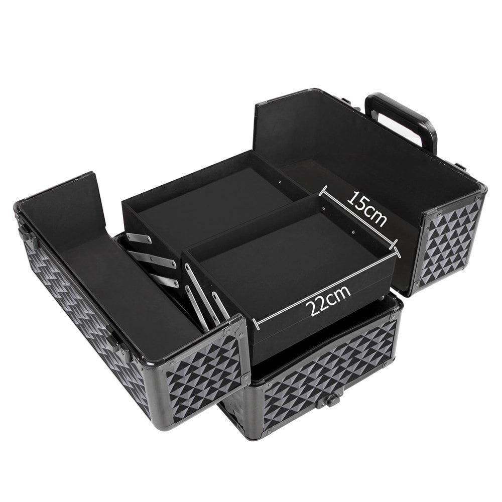 7 in 1 Portable Cosmetic Beauty Makeup Trolley - Diamond Black