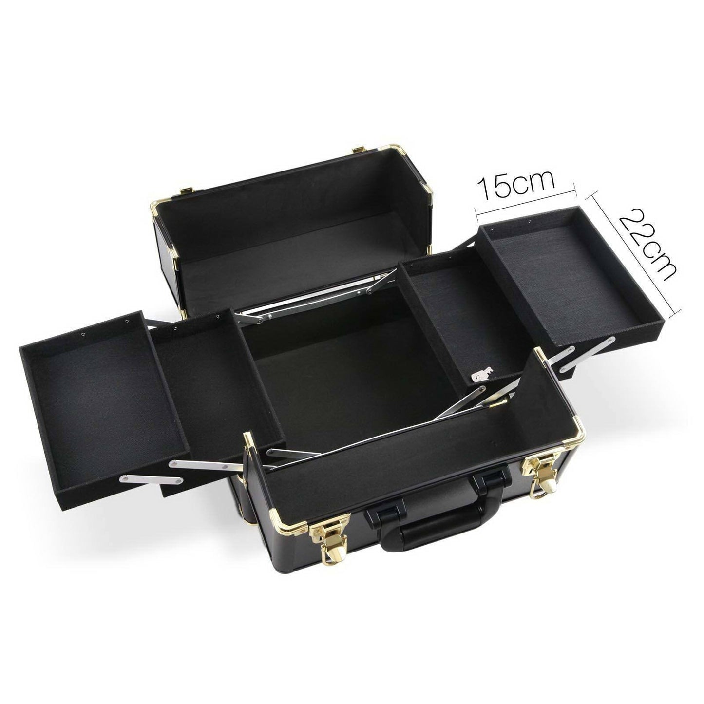 7 in 1 Portable Cosmetic Beauty Makeup Trolley - Black & Gold