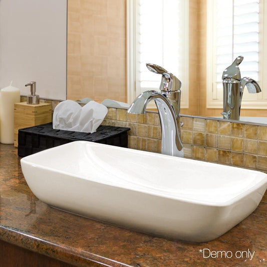 60x38.5x13cm Ceramic Rectangle Sink Bowl - White