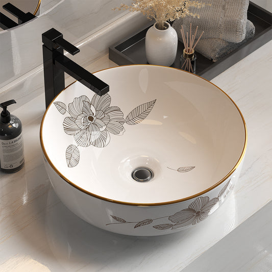 Bathroom Basin Ceramic Vanity Sink Hand Wash Bowl with Pattern 41x41cm