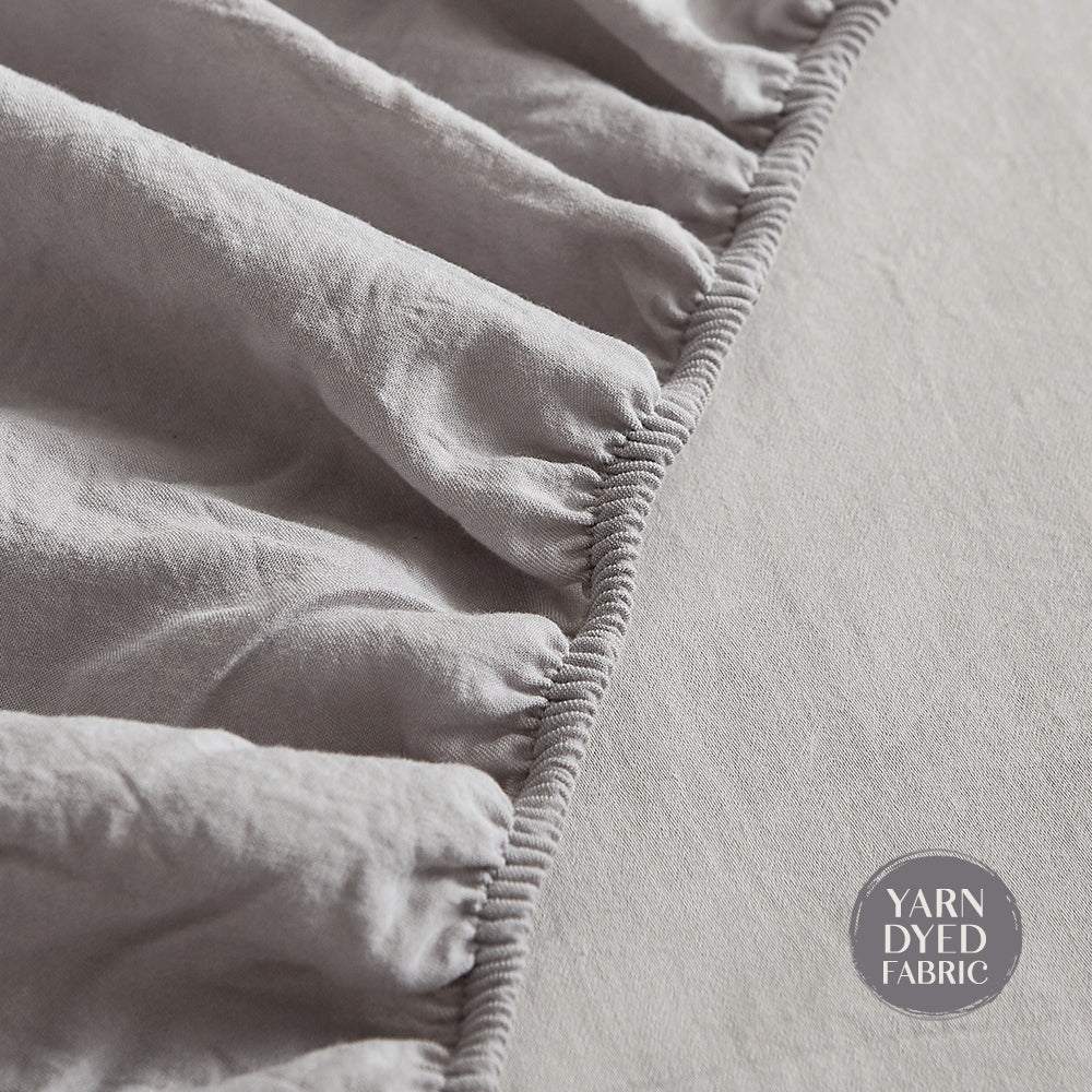 Double Cosy Club Washed Cotton Sheet Set Grey