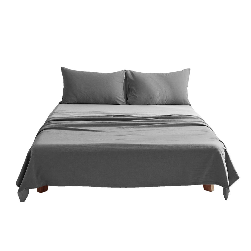 Double Cosy Club Washed Cotton Sheet Set Grey
