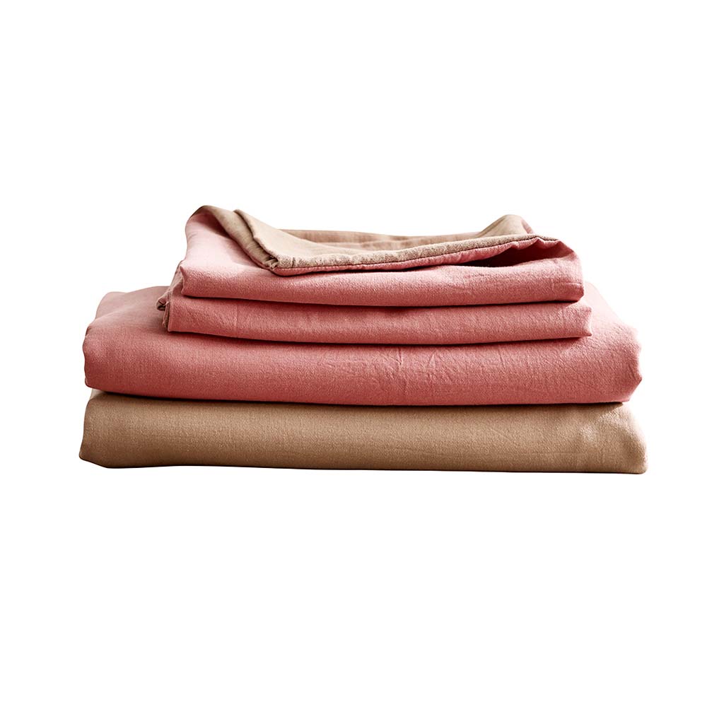 Double Cosy Club Cotton Bed Sheets Set Pink Brown Cover