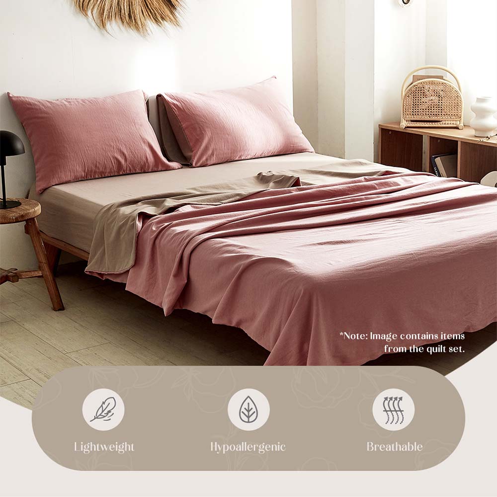 Double Cosy Club Cotton Bed Sheets Set Pink Brown Cover