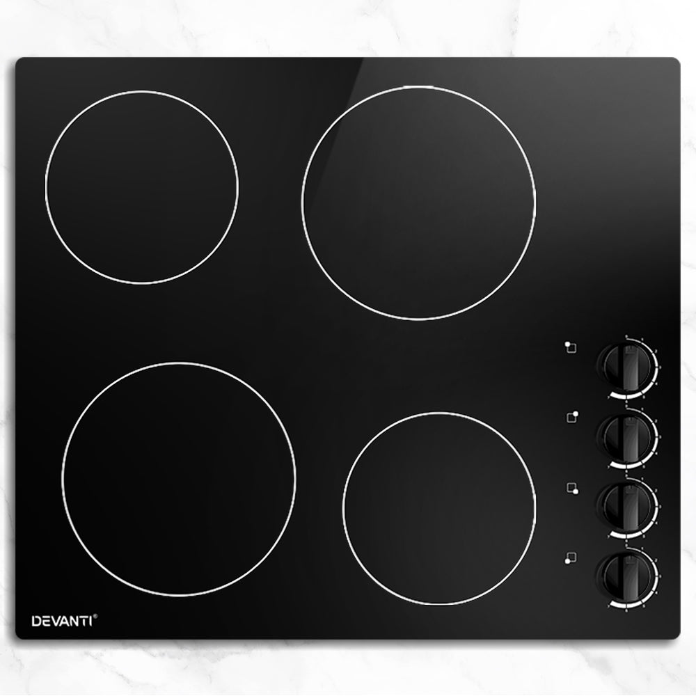 Ceramic Cooktop 60cm Electric Kitchen Burner Cooker 4 Zone Knobs Control