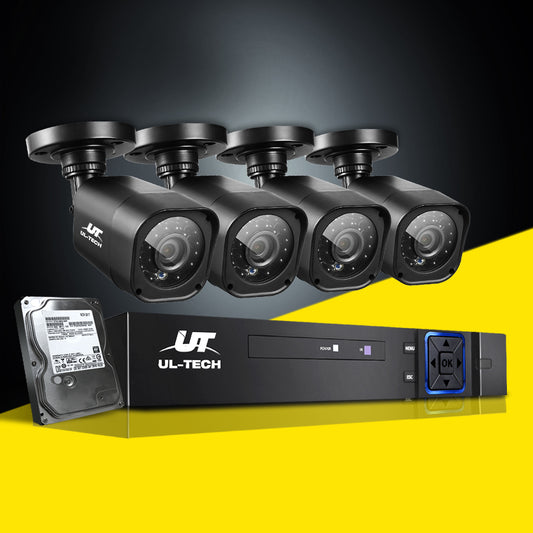 CCTV Security System 4CH DVR 4 Cameras 1TB Hard Drive