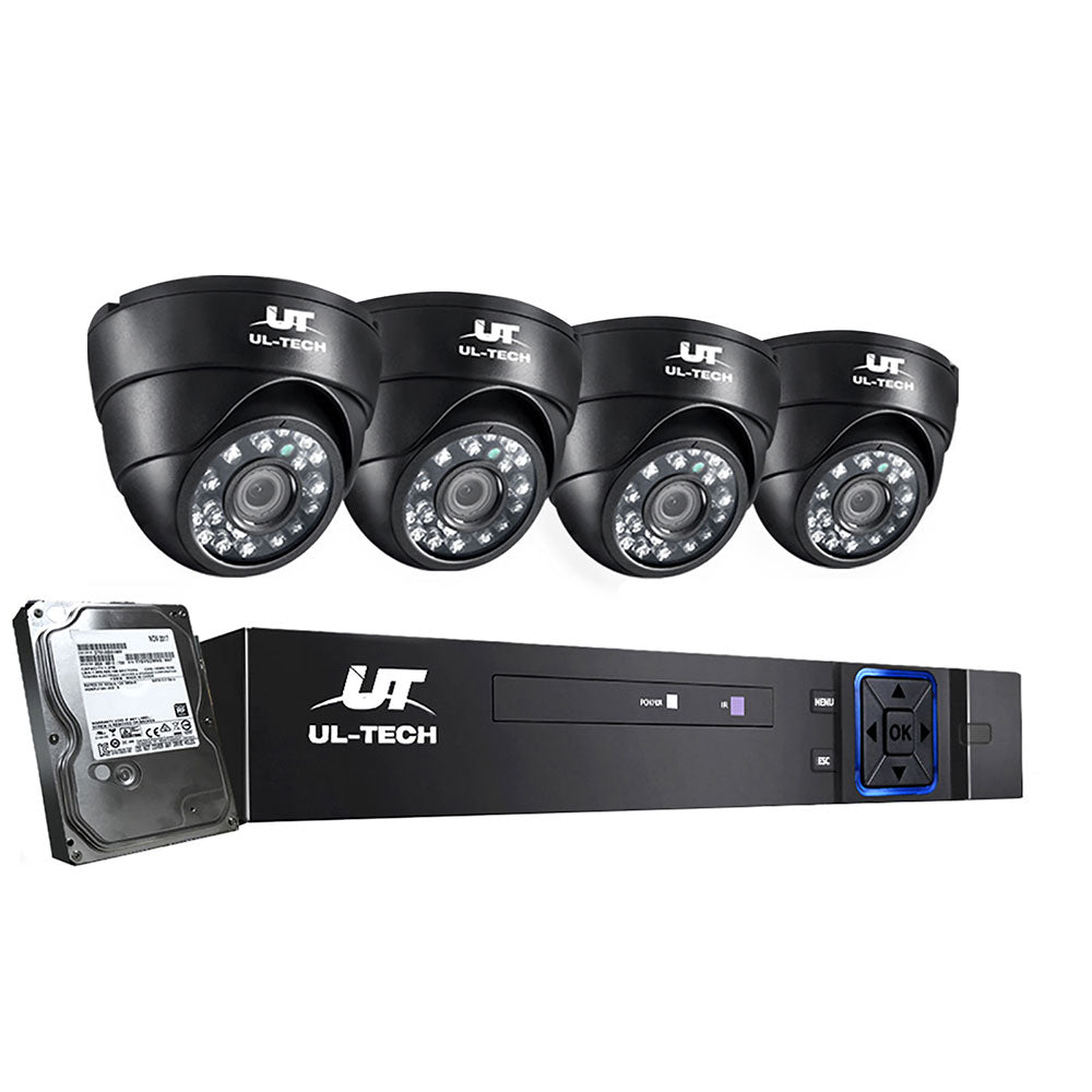 CCTV Security System 8CH DVR 4 Cameras 1TB Hard Drive