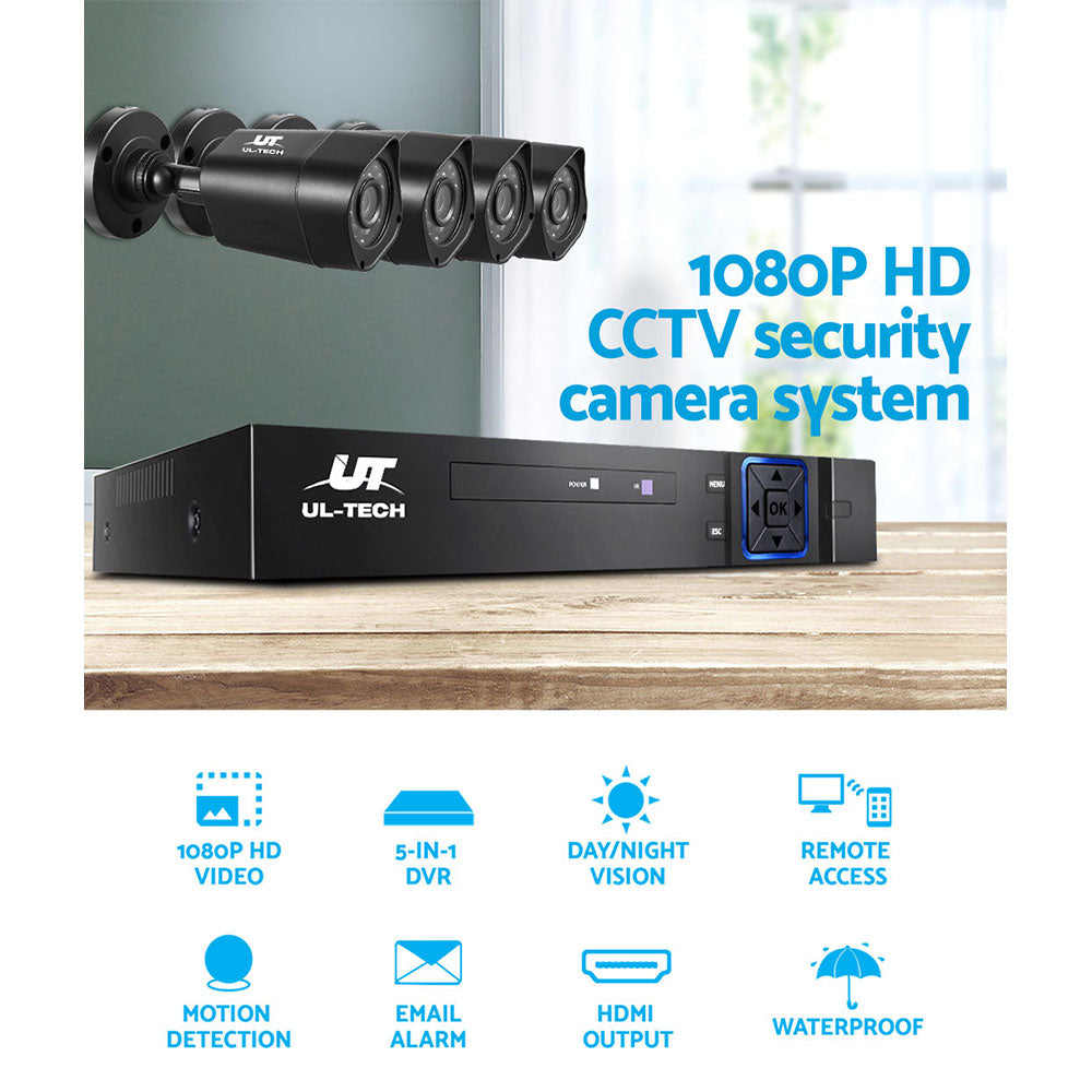 CCTV Security System 8CH DVR 4 Cameras 1TB Hard Drive