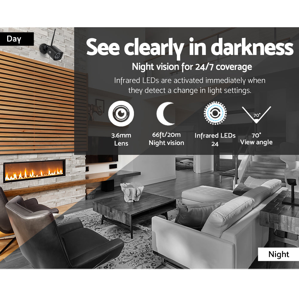 3MP 8CH NVR Wireless 6 Security Cameras Set