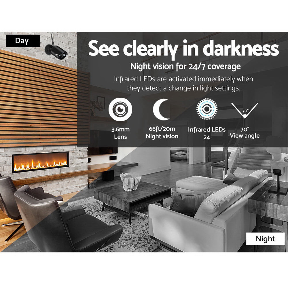 Wireless CCTV Security System 8CH NVR 3MP 8 Bullet Cameras 2TB