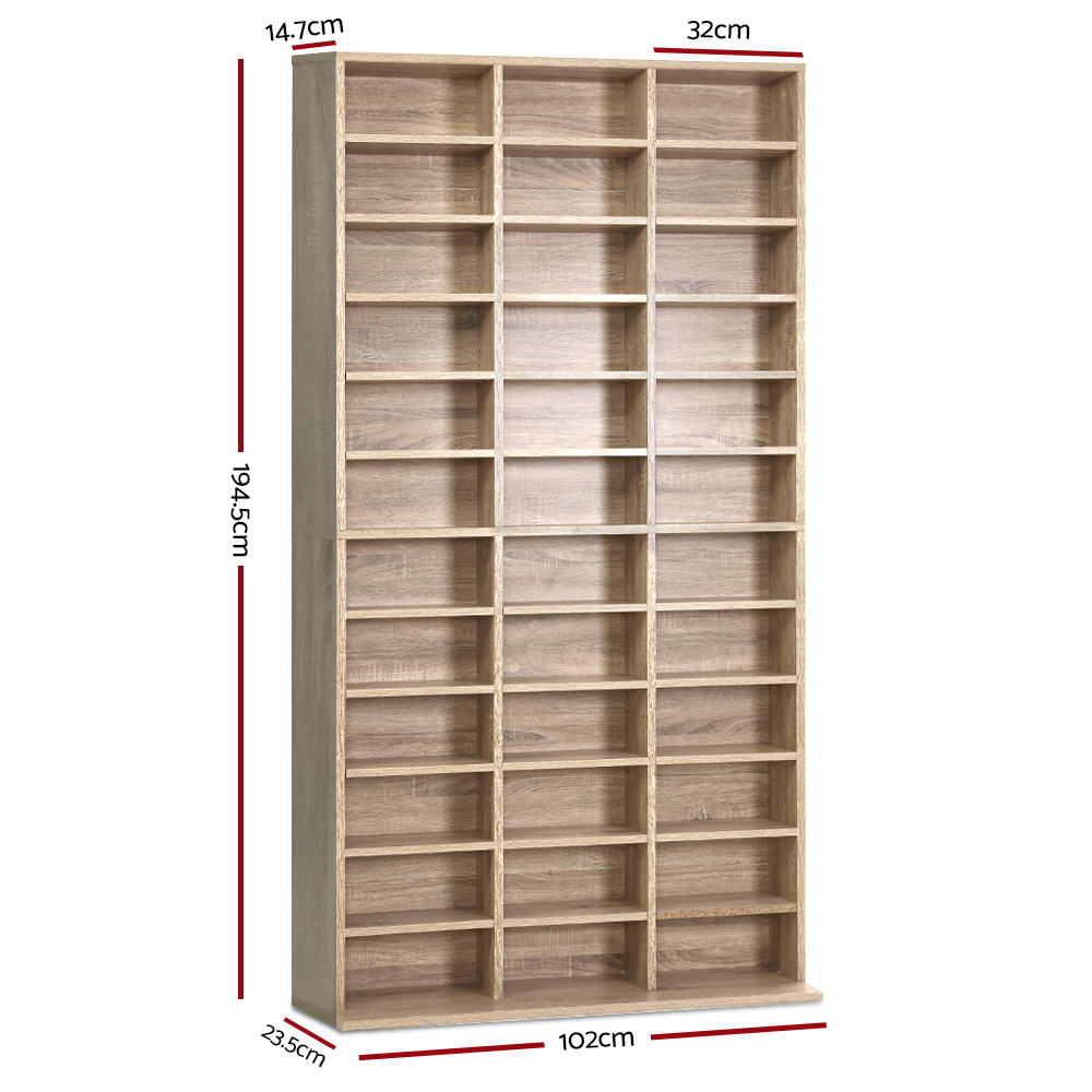 528 DVD 1116 CD Storage Shelf Media Rack Stand Cupboard Book Unit Oak