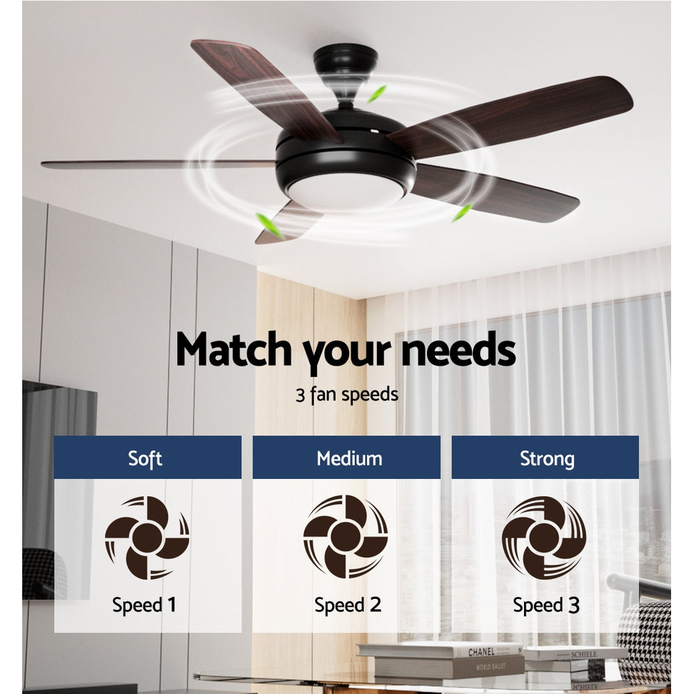 52'' Ceiling Fan AC Motor 5 Blades w/Light - Dark Wood