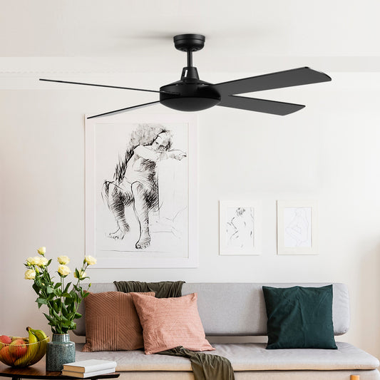52'' Ceiling Fan AC Motor 4 Blades with Remote - Black