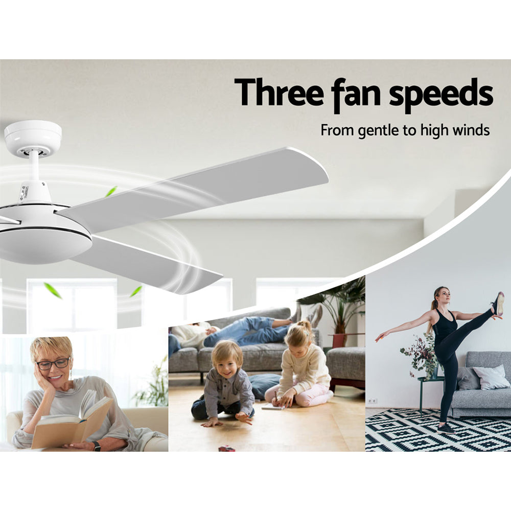 52'' Ceiling Fan AC Motor 4 Blades with Remote - White