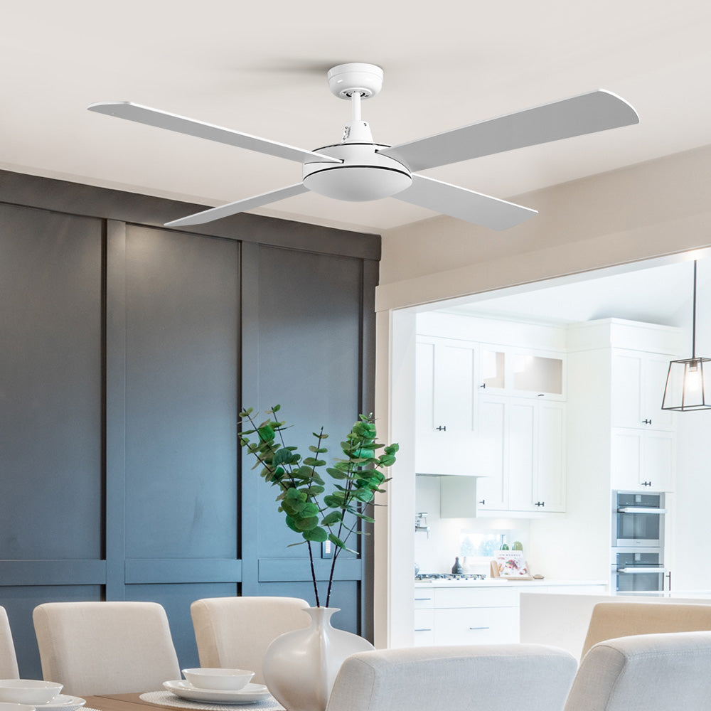 52'' Ceiling Fan AC Motor 4 Blades with Remote - White
