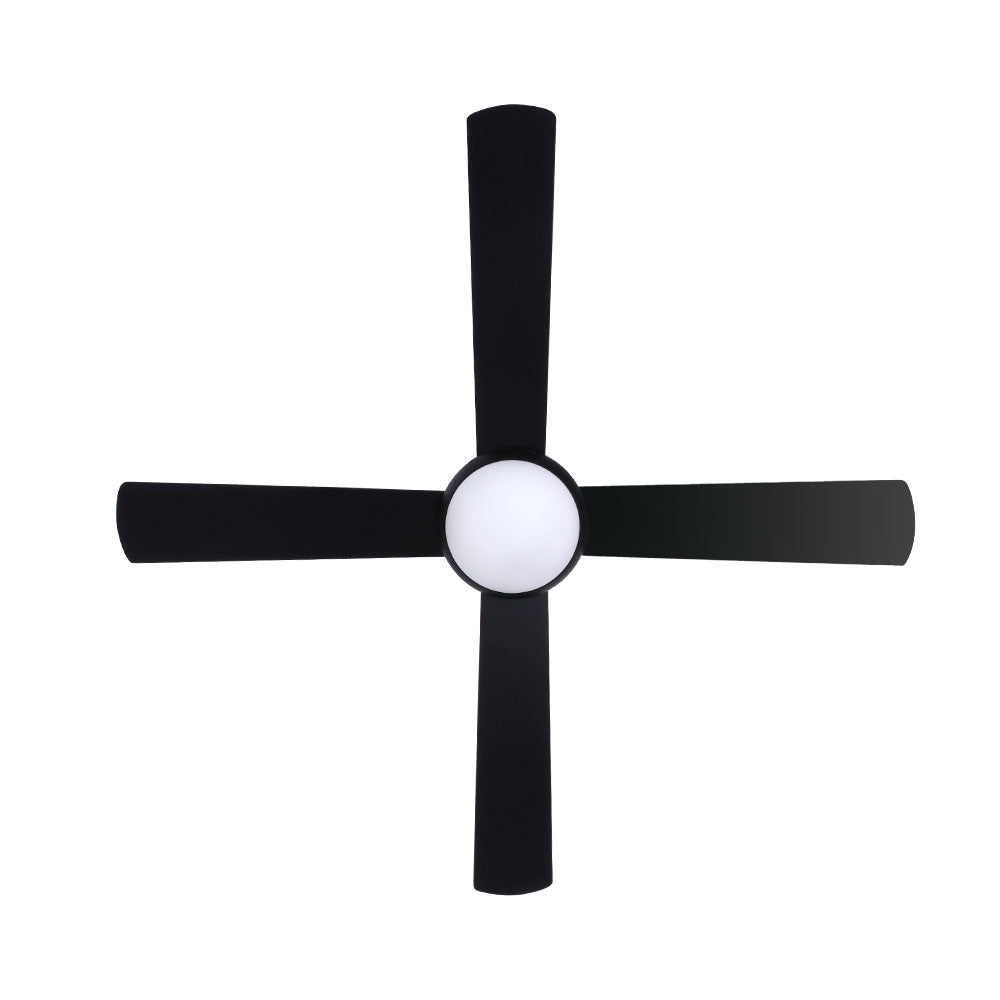 52'' Ceiling Fan w/Light w/Remote Timer - Black