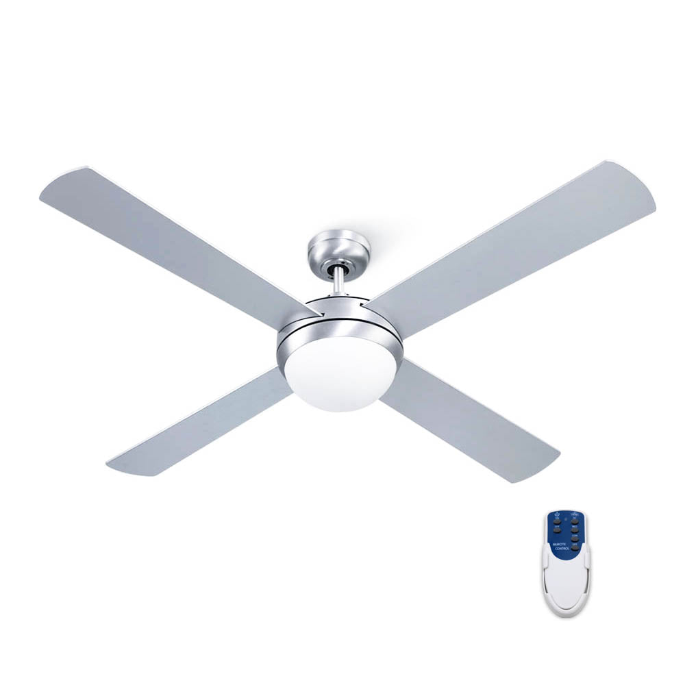 52'' Ceiling Fan w/Light w/Remote Timer - Silver