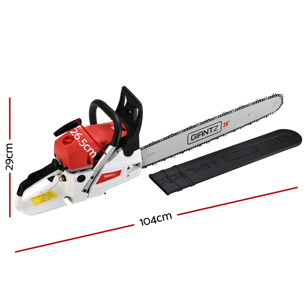 Chainsaw Petrol 62CC 24" Bar Commercial E-Start Pruning Chain Saw