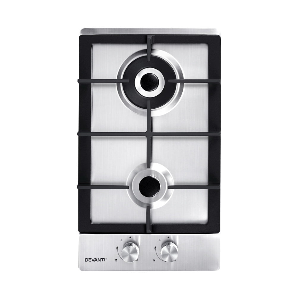 Gas Cooktop 30cm 2 Burner Silver