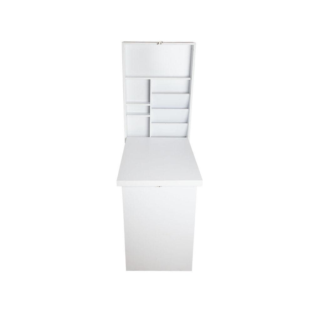 Foldable Desk with Bookshelf - White