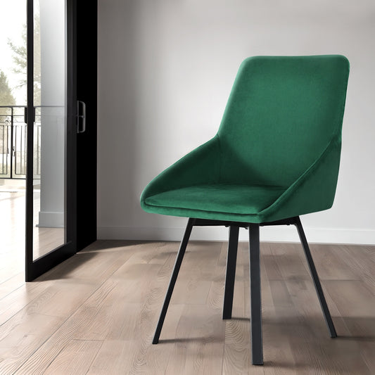 Set of 2 Dining Chairs Velvet Swivel Base - Green