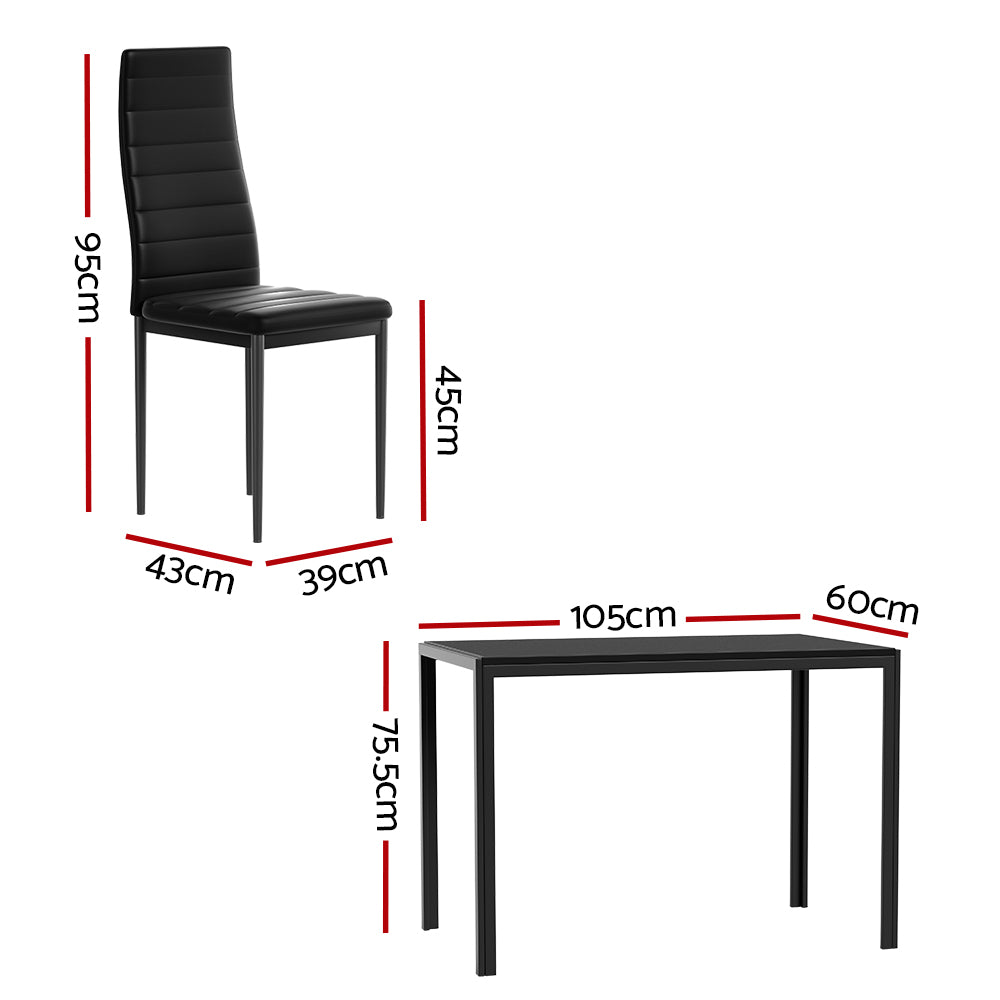 5-Piece Dante Black Dining Table & Chair Set