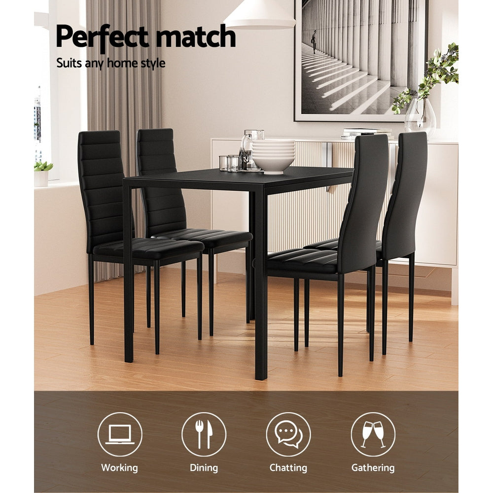 5-Piece Dante Black Dining Table & Chair Set