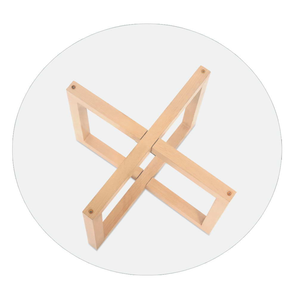 Idas Coffee Table 80cm Round Tempered Glass - Wood