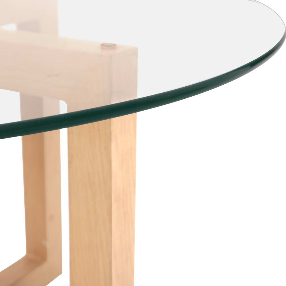 Idas Coffee Table 80cm Round Tempered Glass - Wood