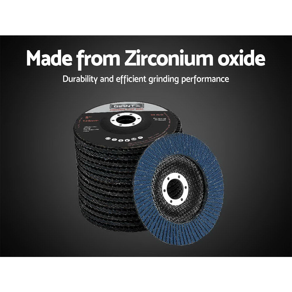 100 Pieces Zirconia Sanding Flap Disc 5" 125mm 80Grit Angle Grinding Wheel