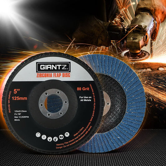 100 Pieces Zirconia Sanding Flap Disc 5" 125mm 80Grit Angle Grinding Wheel