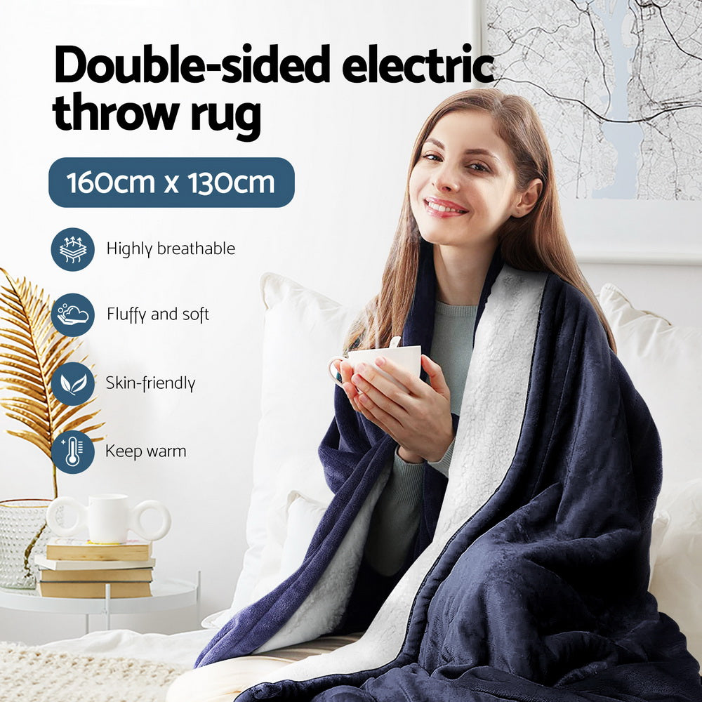 Wendy Throw Soft Blanket Electric Throw Rug Heated Blanket Fleece - Charcoal