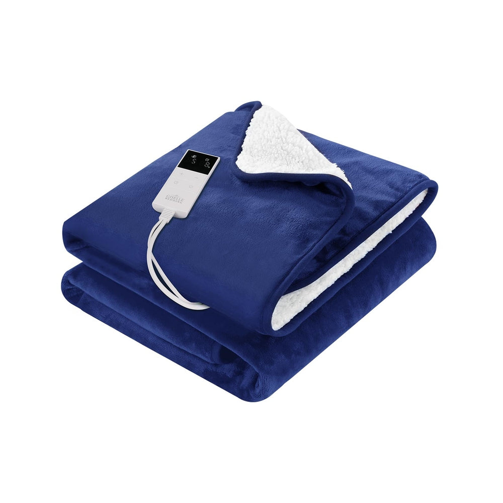 Watson Electric Throw Soft Blanket Rug Heated Washable Snuggle Flannel Winter - Navy