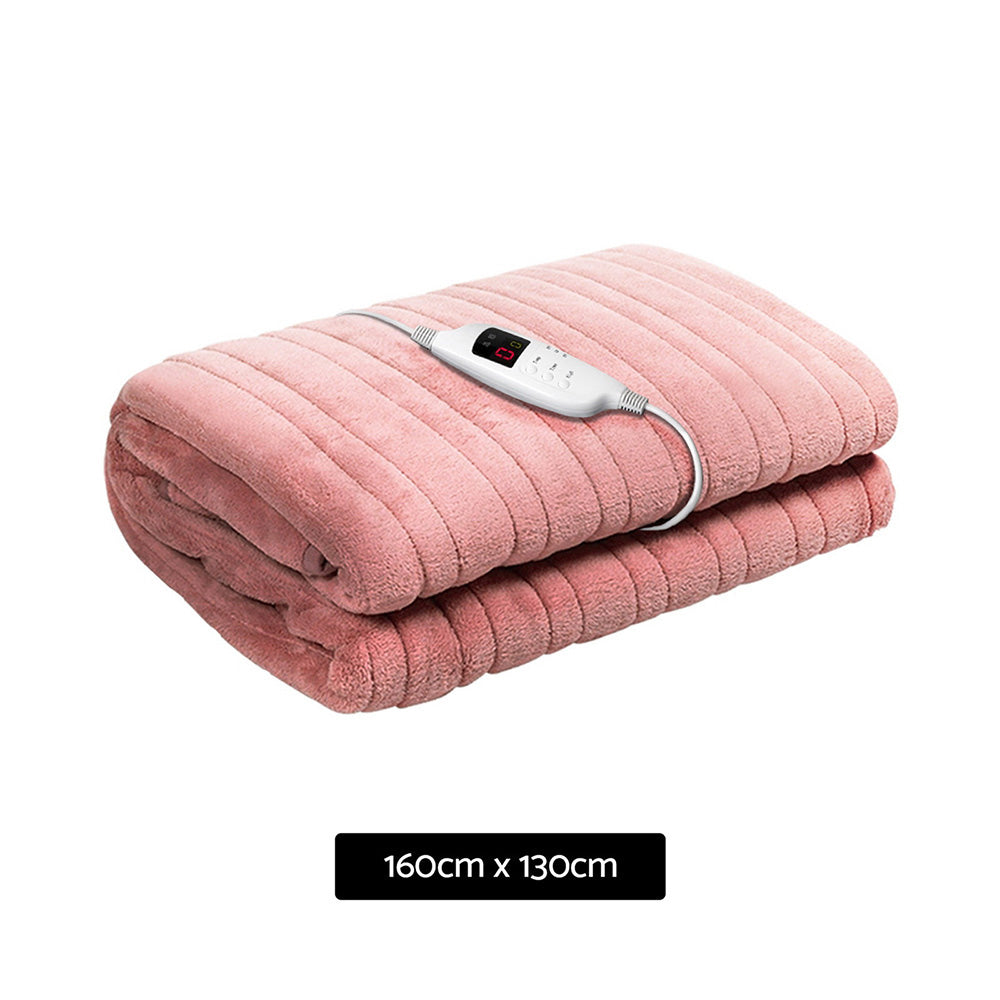 Watson Electric Throw Soft Blanket Heated Rug Fleece Snuggle Washable - Pink