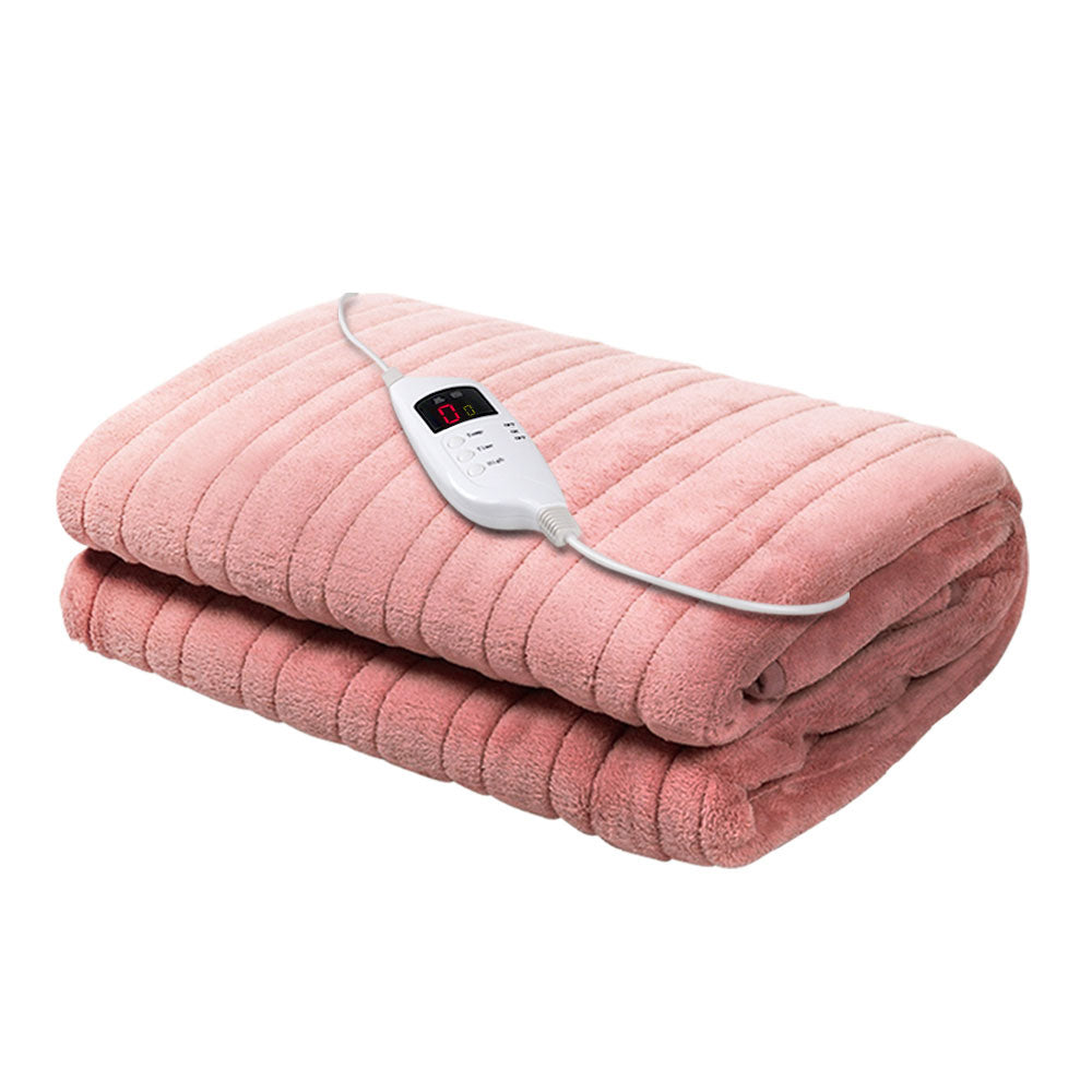 Watson Electric Throw Soft Blanket Heated Rug Fleece Snuggle Washable - Pink