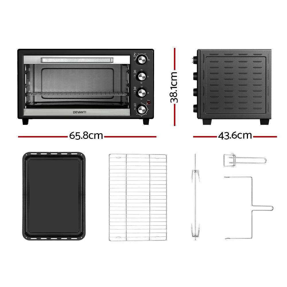 60L Convection Oven Electric Fryer Ovens 2000W