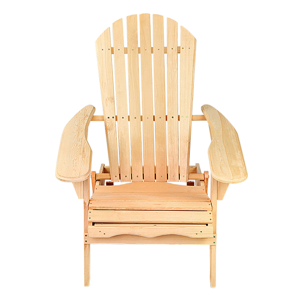 Adirondack Gardeon Outdoor Chairs Wooden Beach Chair Patio Furniture Garden Natural Set of 2