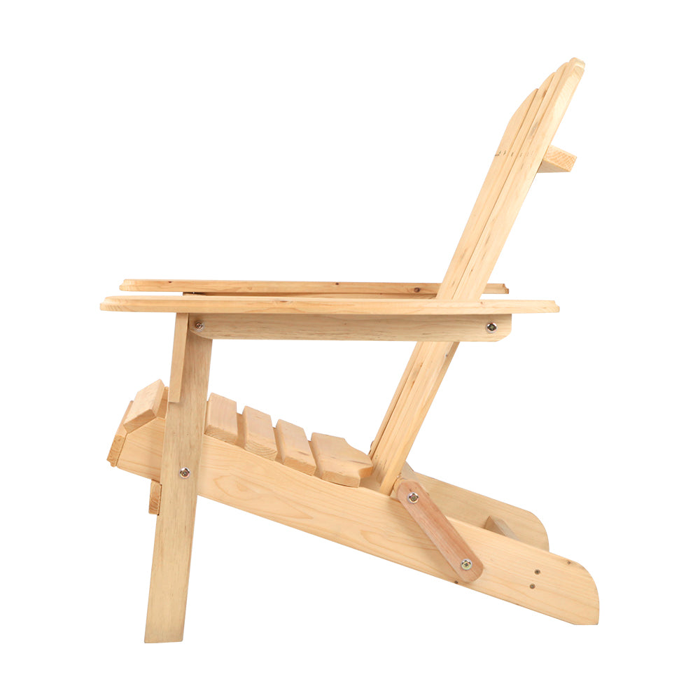 Adirondack Gardeon Outdoor Chairs Wooden Beach Chair Patio Furniture Garden Natural Set of 2