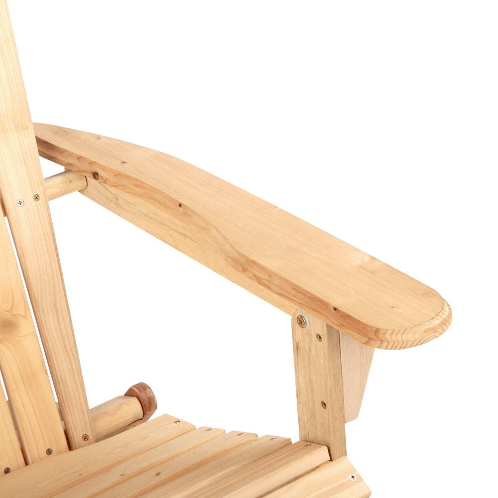 Adirondack Gardeon Outdoor Chairs Wooden Beach Chair Patio Furniture Garden Natural Set of 2