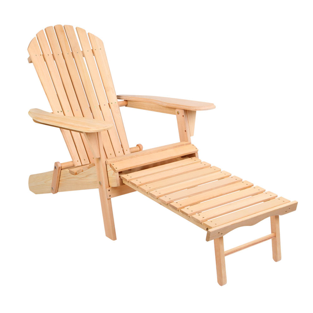 Keaton Adirondack Outdoor Sun Lounge Beach Chair Furniture Patio Garden - Wood